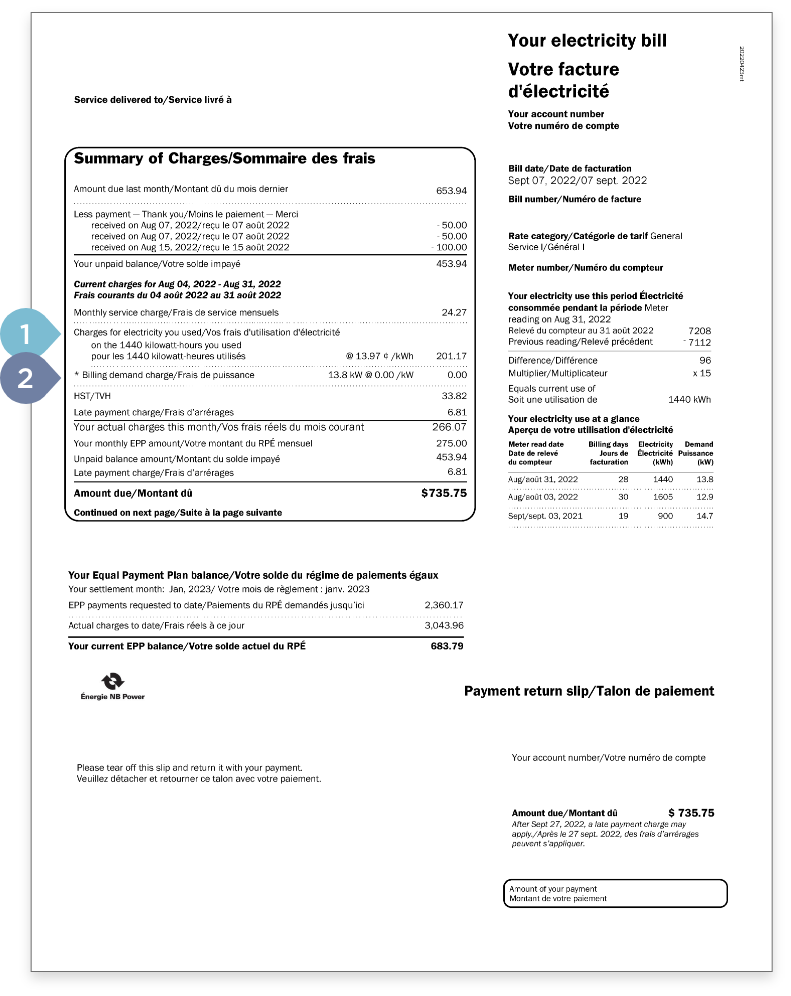 Facture d'électricité - page 1