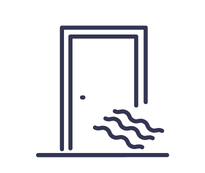Graphique de la chaleur arrêtée par une porte fermée (montrant qu'il ne faut pas chauffer les pièces inutilisées)