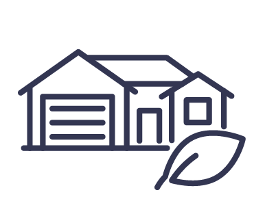 Graphique d'une maison avec une feuille (montrant qu'il s'agit d'une maison efficace)